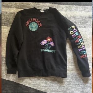 RSQ Black Crewneck Sweater with Colorful Graphics